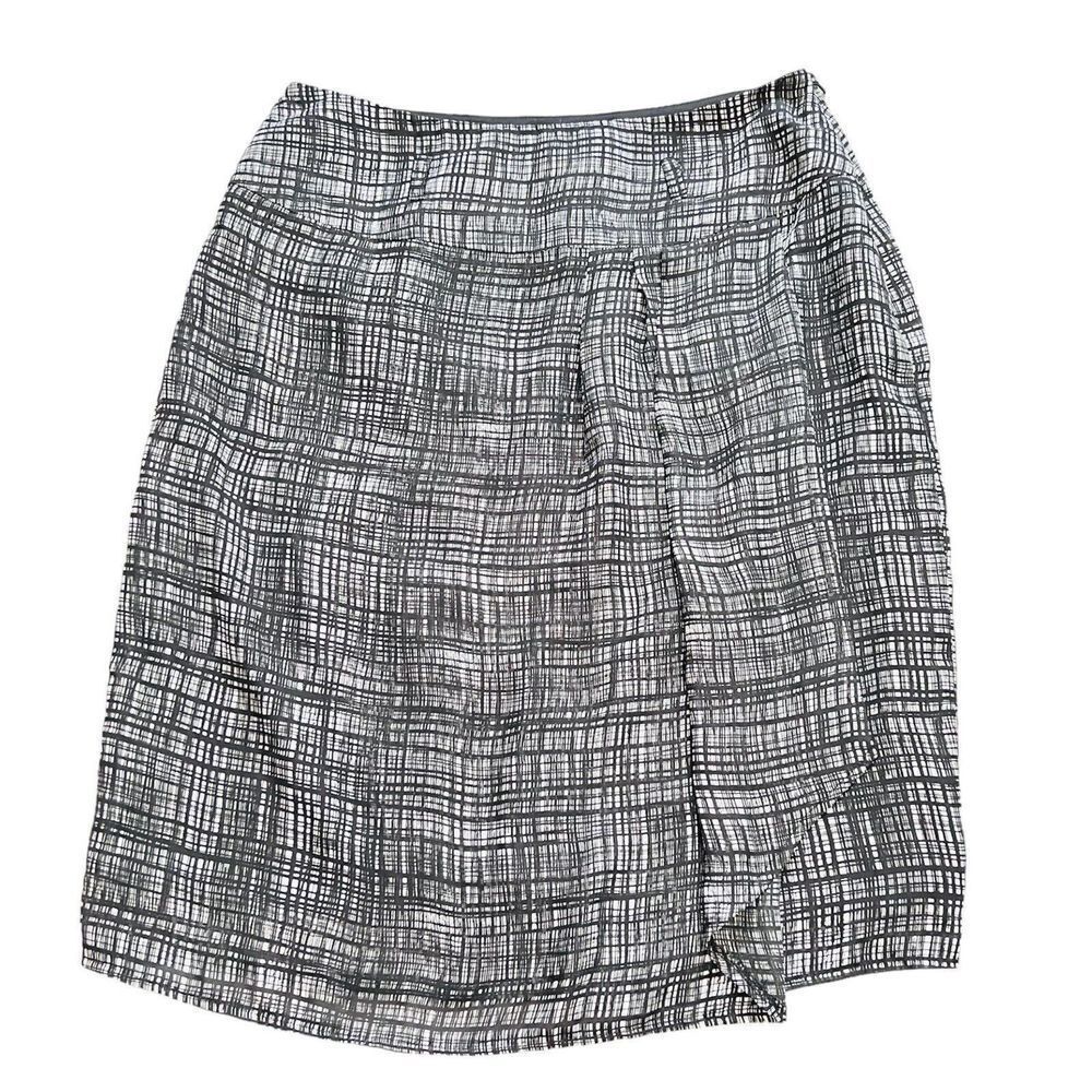 Worthington Women’s Sz 8 Black white checkered print skirt opening zipper 0820